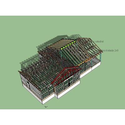 Estructura 3d en madera de casa americana