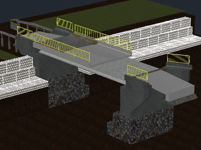 pont 3d avec matériaux appliqués
