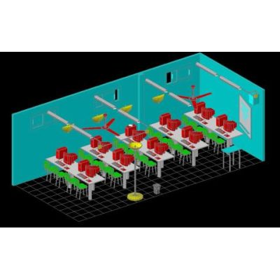 Diseno de un aula con ordenadores en 3d