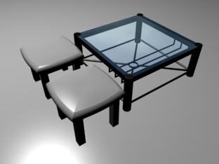 Niedriger Tisch für Wohnzimmer mit Bänken (inklusive Textur)