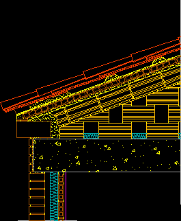 Sezione del tetto inclinato con formazione di pendenze mediante tramezzi di coniglio