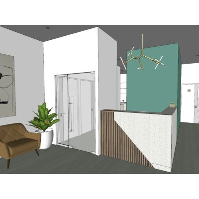 Modelo tridimensional de consultorio dentista