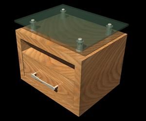 3D-Nachttisch mit Materialien