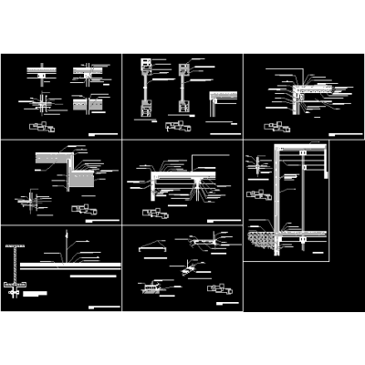 Detalles varios de estructura metalica - union de pilares y vigas - losacero - cielorraso