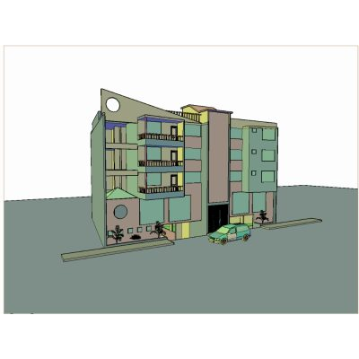 Edificio Moderno de Departamentos 3D