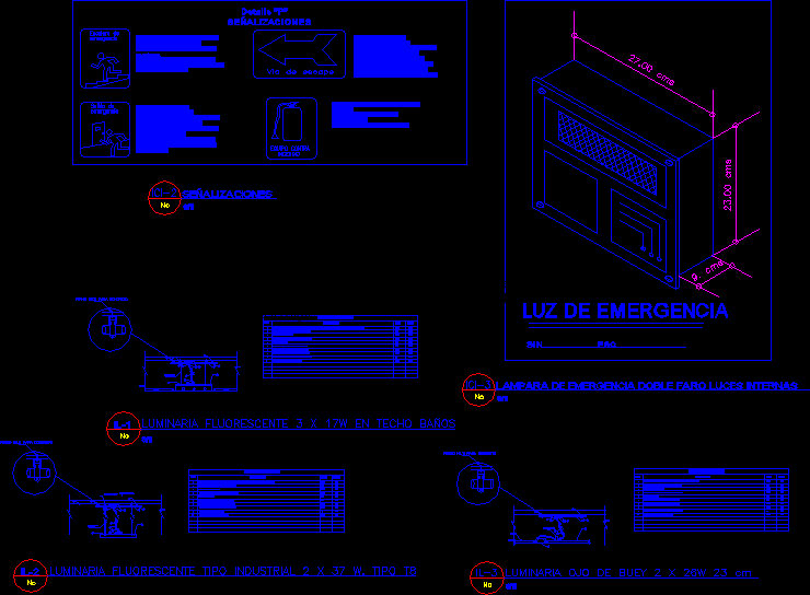 patrón En el piso crédito Detalle De Senalizacion E Iluminacion De Sistemas De Emergencia En AutoCAD  | Librería CAD