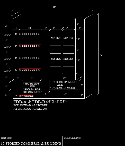 Detalhes do piso da caixa de distribuição