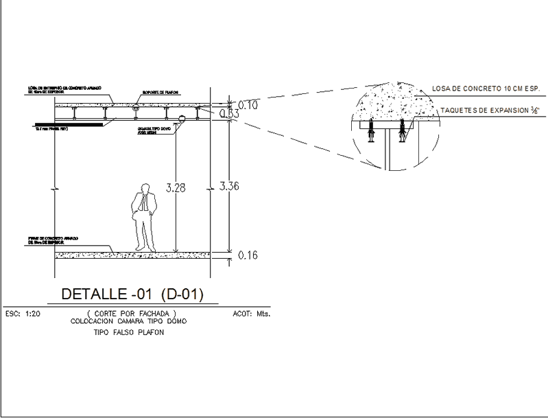 Colocação de detalhes de construção de uma câmera do tipo cúpula