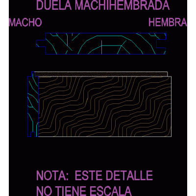 Detalle de duela machi hembrada
