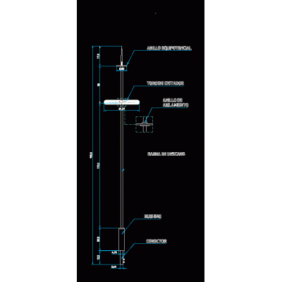 Disegno in elevazione del parafulmine