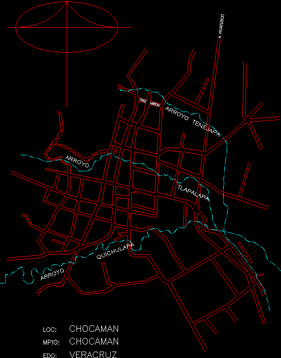 Mapa do município de Chocaman; veracruz
