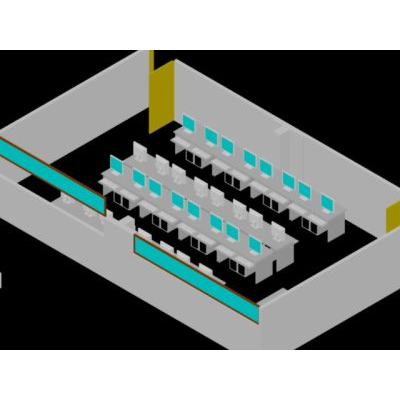 Salon de computo en 3d