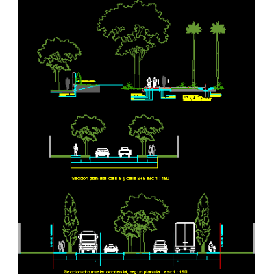 Cortes transversales por calle y veredas - ciclovia