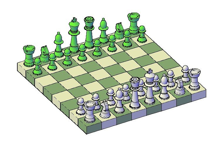 Tabuleiro de xadrez 3d. em AutoCAD, Baixar CAD Grátis (285.01 KB)