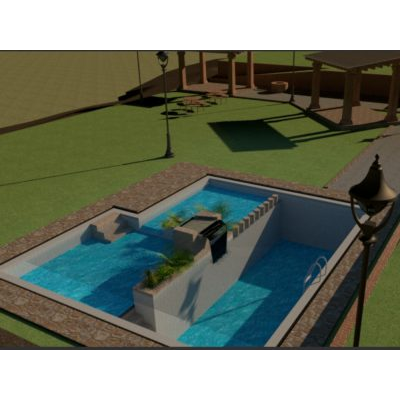 Alberca en 3 secciones para jardin particular