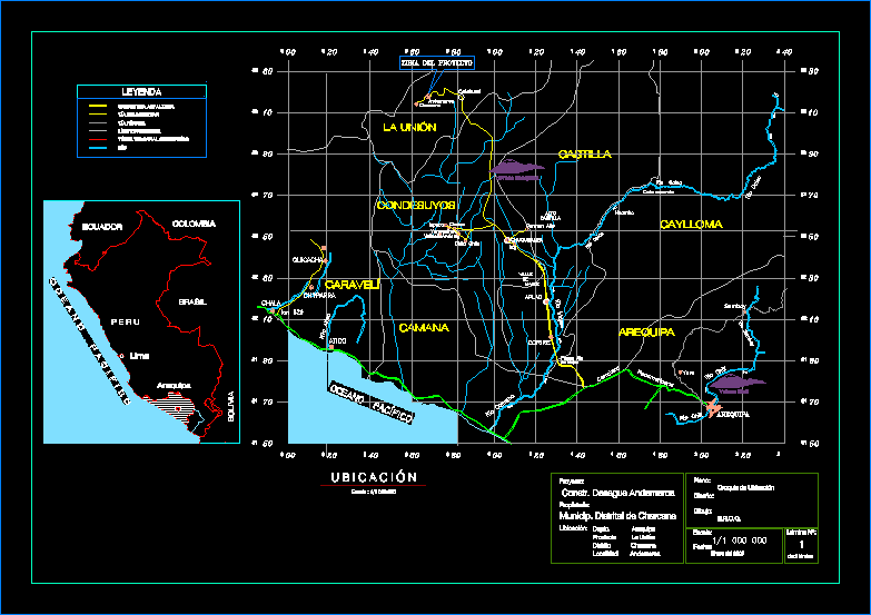Map and pluvial network of Andamarca