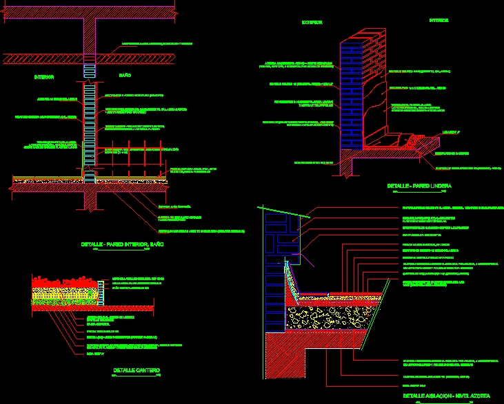 Various construction details of drains; parking lot insulation