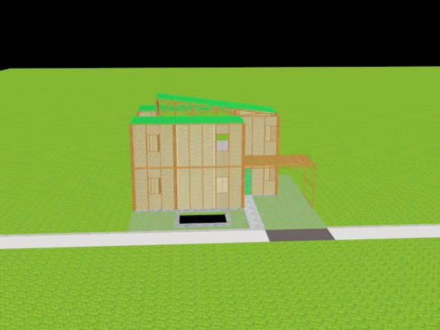 maison en bambou 3d