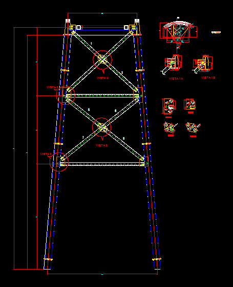 Planos de torre de puente colgante