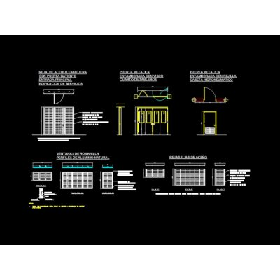 Detalles de puertas y ventanas y detalle constructivo