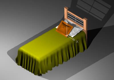 1 square bed 3d