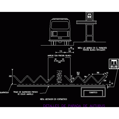 Detalles de senales parada de autobus