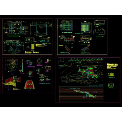 Water treatment plant general plan and hydraulic profile