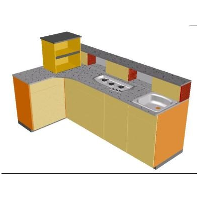 Pequena cocina con elevador de carga