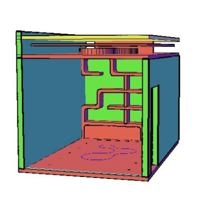 Oficina con librero en tablaroca 3d