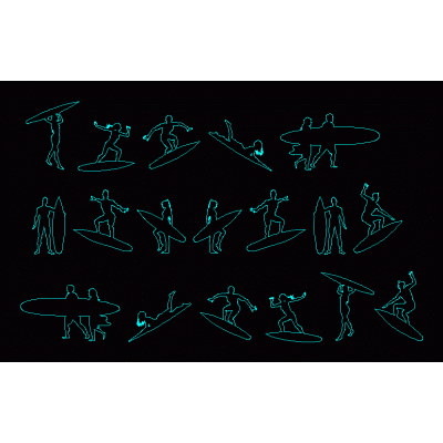 People silhouettes surfistas