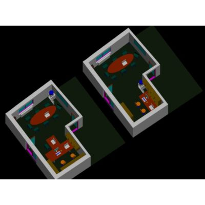 Oficina en 3D con Mobiliario