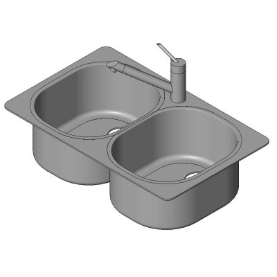 Fregadero Grande Doble Diseno 3D