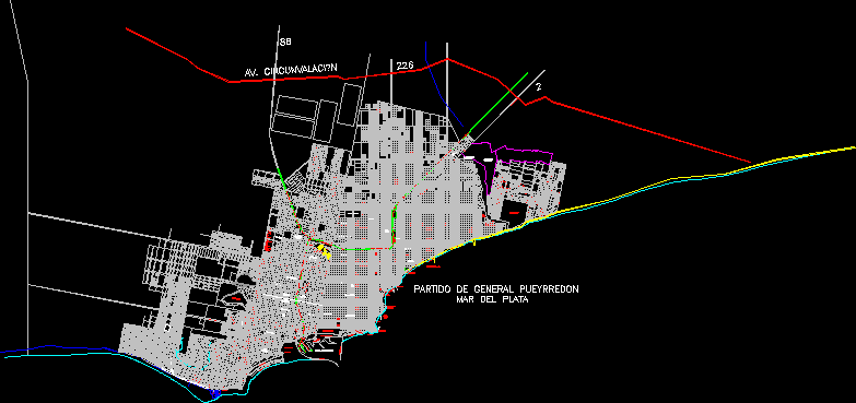 Mapa geral do distrito de Pueyrredon - mar del plata - buenos aires