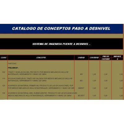 Catalogo de conceptos de obra paso a desnivel