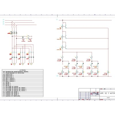 Starting three electric motors - autocad