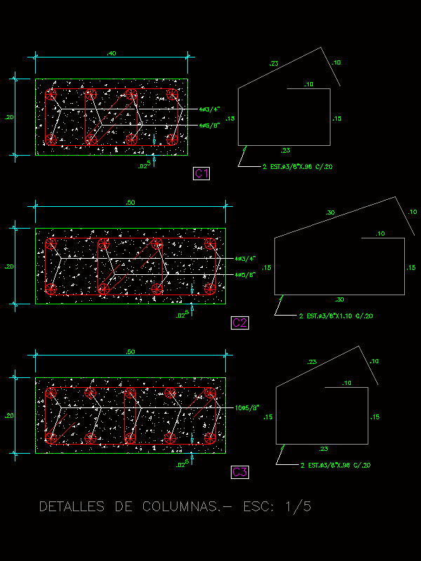 Colonnes en béton (sections rectangulaires)