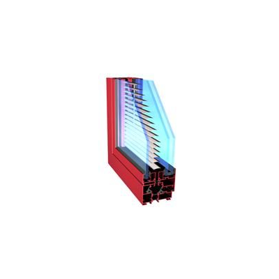 Seccion 3d ventana - triple vidrio y cortina americana interior