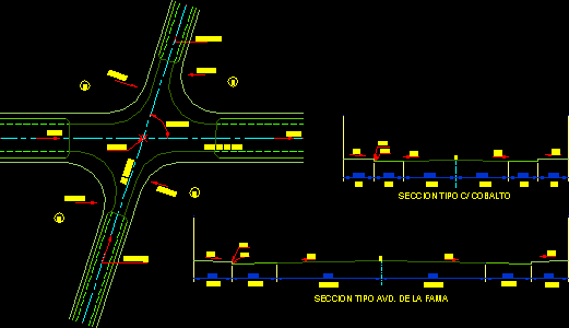 Street crossings and profiles with measurements