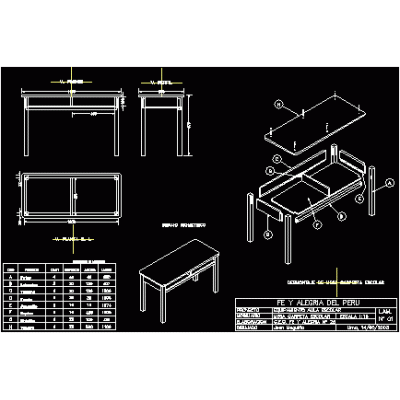 Mesa escolar - detalles
