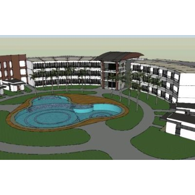 Edificio 3d de un hotel 3 estrellas skp