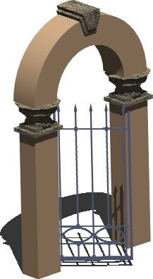 portique 3d avec matériaux appliqués
