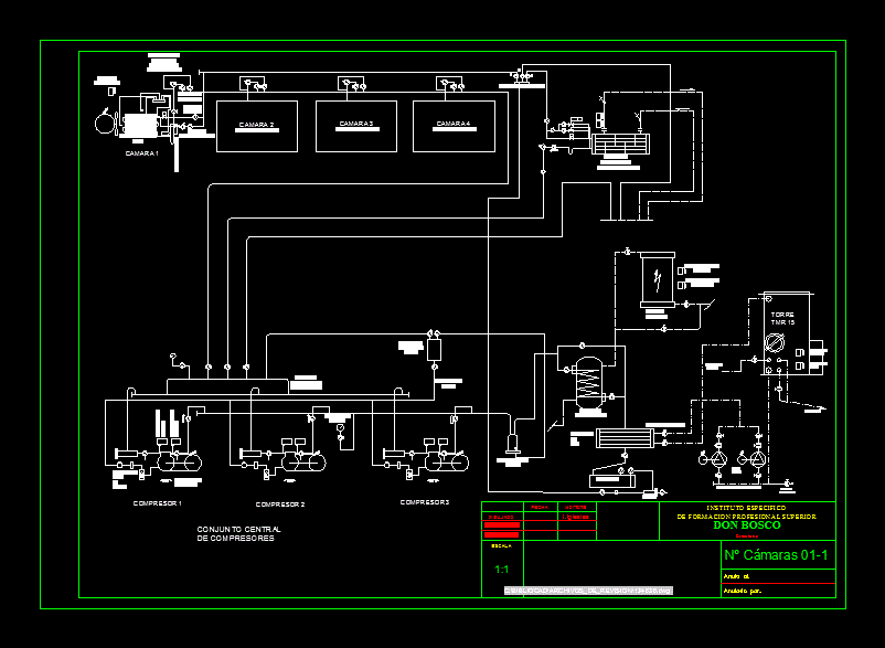 Schema dell'impianto di refrigerazione