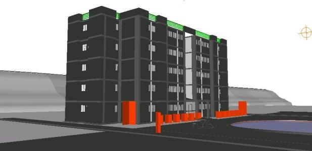 Residential building in 3d