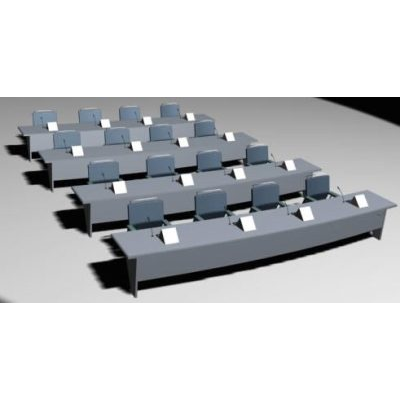Escritorios para sala de convenciones 3d