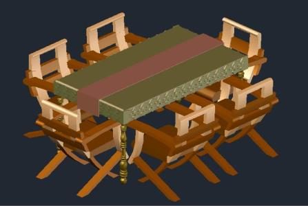 Dining table with 6 chairs 3d