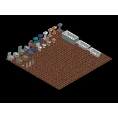 Bloques 3d para bano con materiales