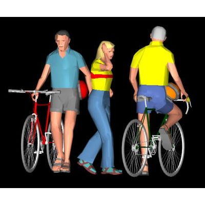 Personas con  bicicletas 3d