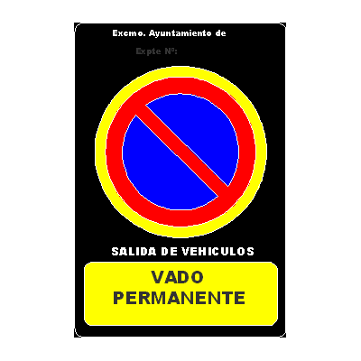 Senal de placa de vado permanente