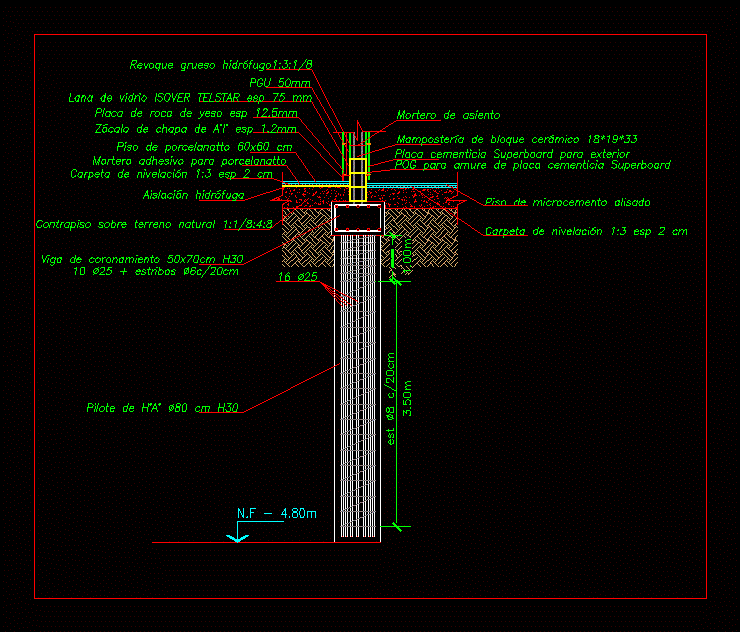 Foundation detail with piles