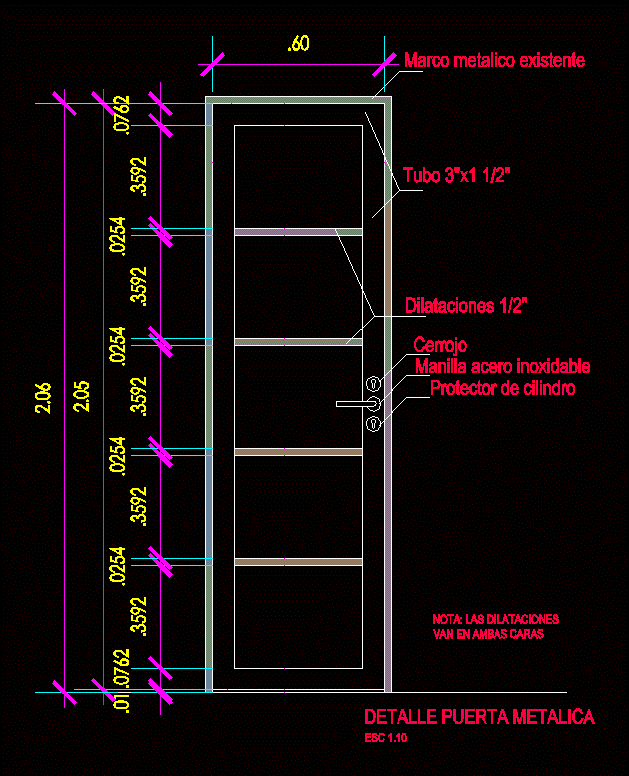 Elevacion puerta metalica
